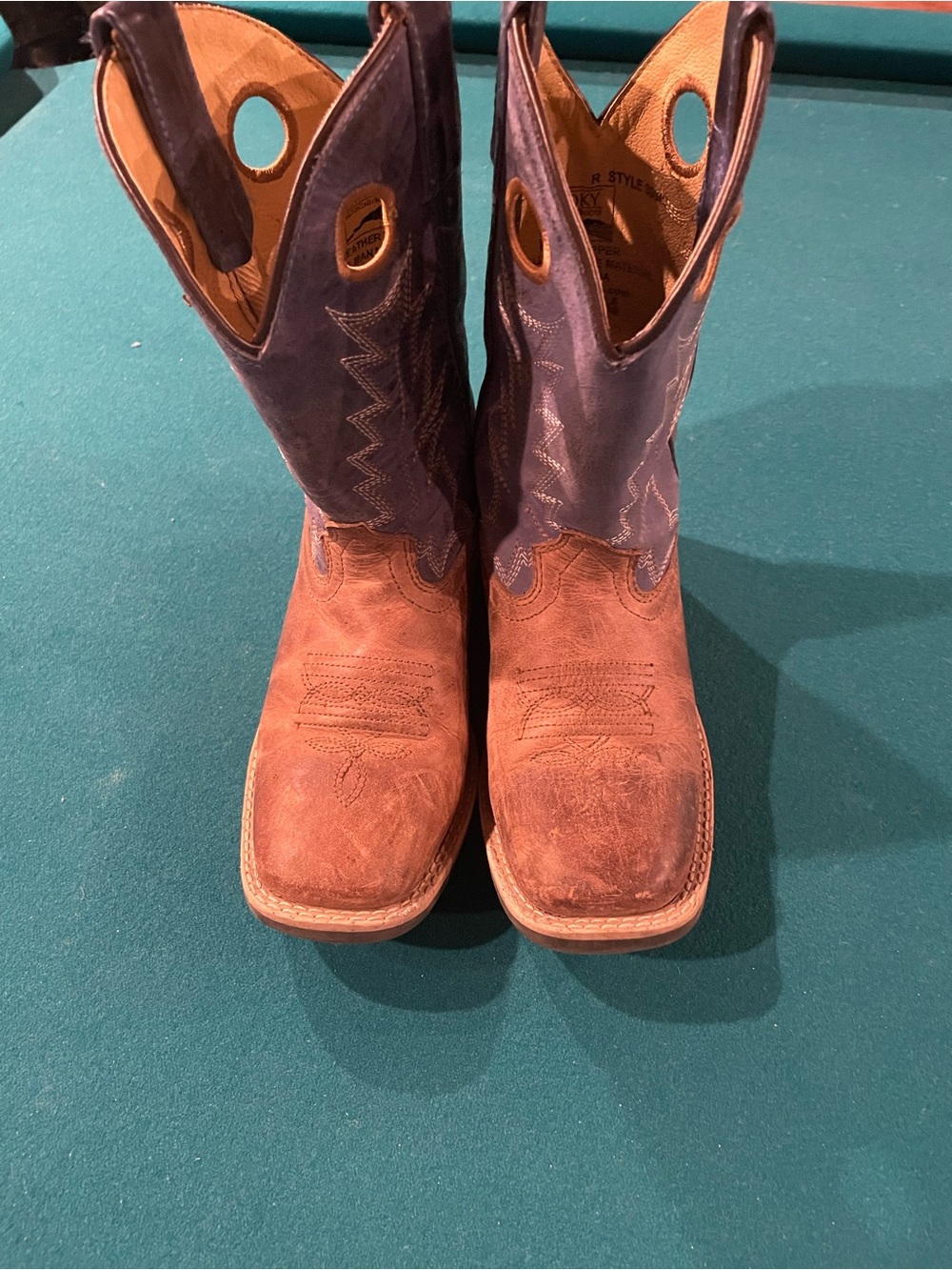 RD Style Kids Two-Tone Brown & Blue Western Boots